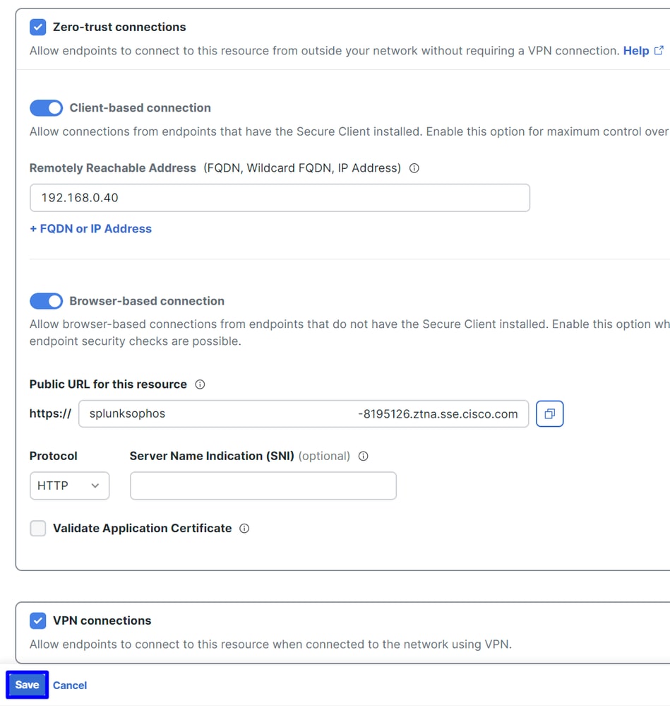 Secure Access - الموارد الخاصة - الاتصالات باستخدام Secure Access Cloud 2