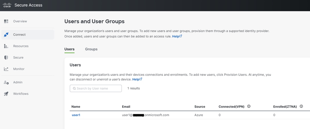 Secure Access - Users and Groups (User Removed)