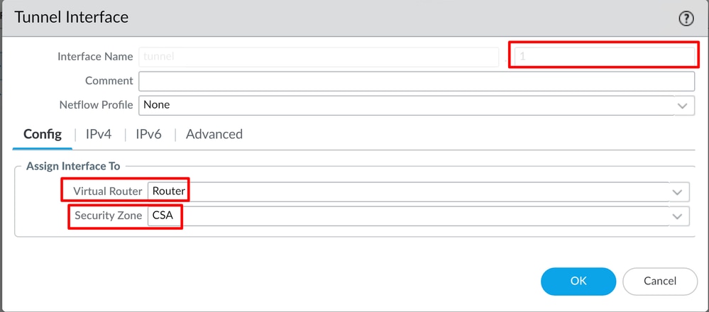 Palo Alto - Interface de tunnel
