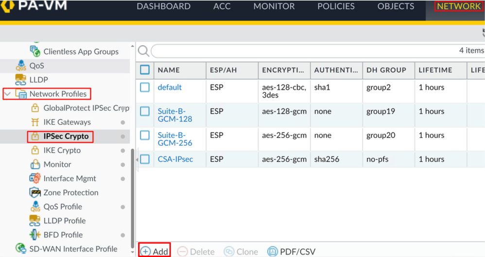 Palo Alto - Crittografia IPsec