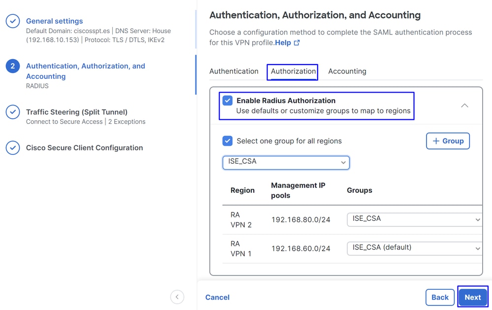 Acceso seguro - RA-VPN - Autorización