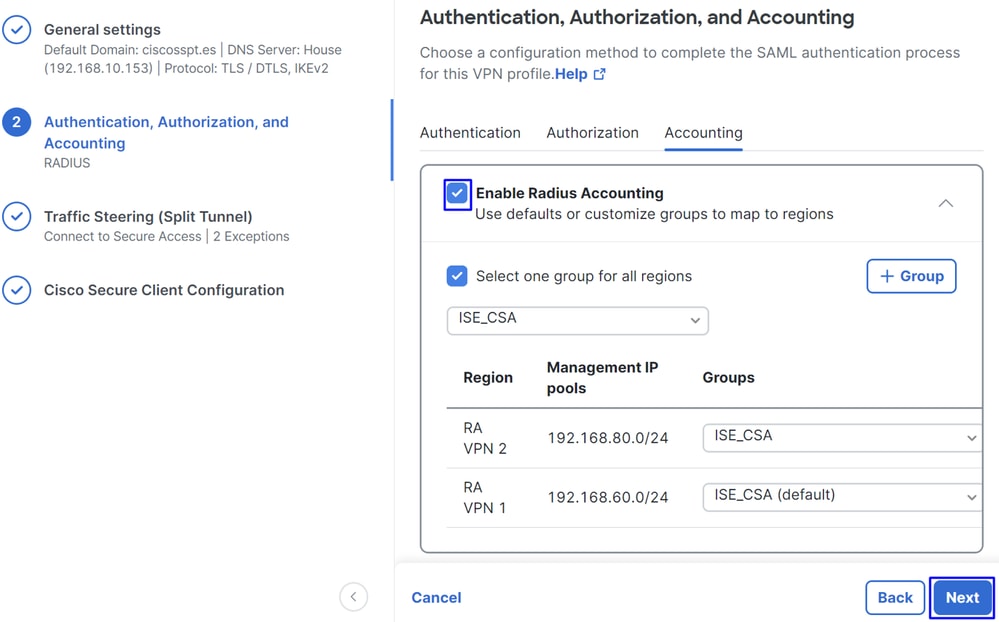 Secure Access - RA-VPN - accounting