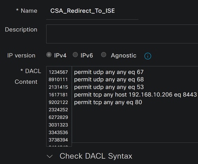 ISE - DACL - CSA-Redirect_to_ISE