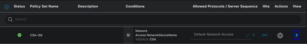 ISE – ポリシーセット – CSA - ISE