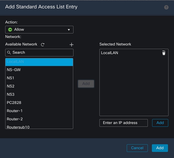 Standard Access List Entry