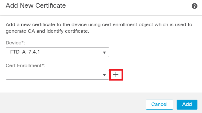 Aggiungi registrazione certificato