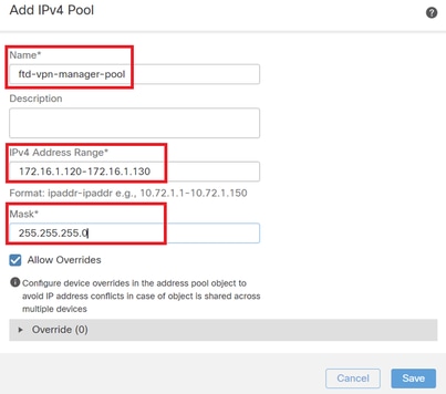 IPv4 Address Pool for Manager VPN Client