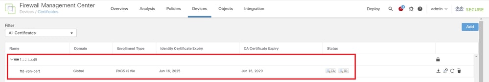 Status da Associação de Certificado