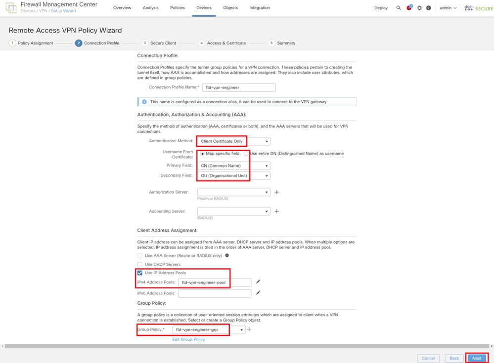 Details of Connection Profile