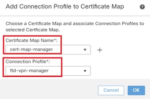 Mapa do Certificado de Vinculação para o Cliente VPN do Manager