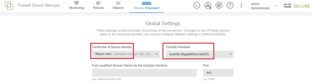 Details of Global Settings