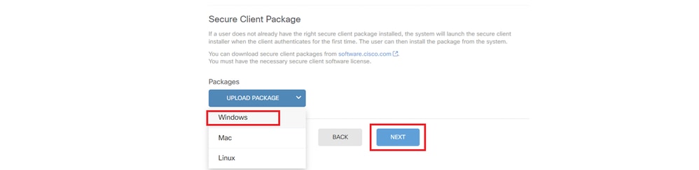 Upload Secure Client Image Package Step 1