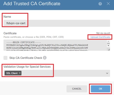 Details of Trusted CA Certificate