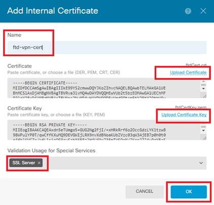 Dettagli del certificato interno