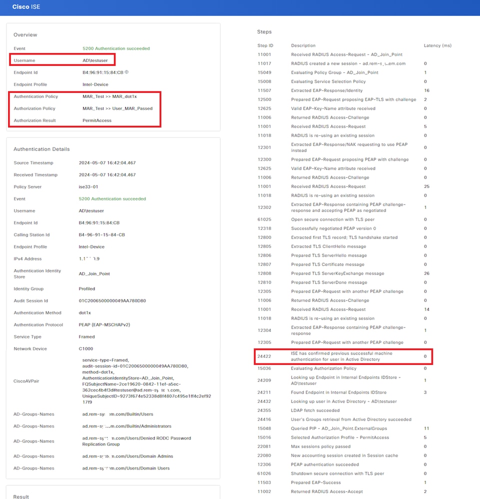 Details zur Benutzerauthentifizierung