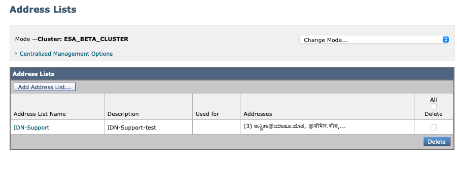 Address Lists