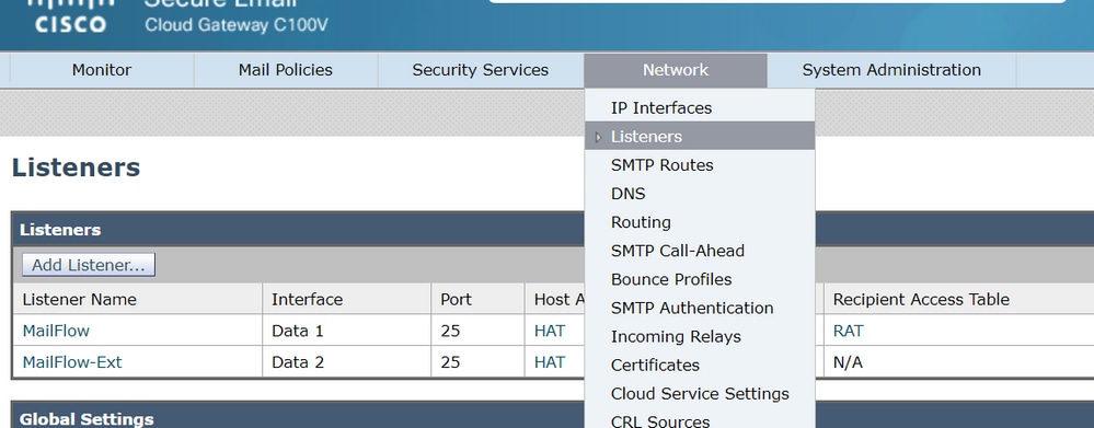 Network Menu