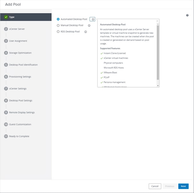 Horizon VmWare - Ajouter un type de pool