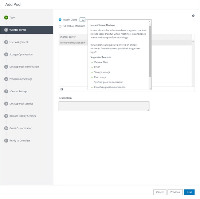 Horizon VmWare - Serveur VCenter