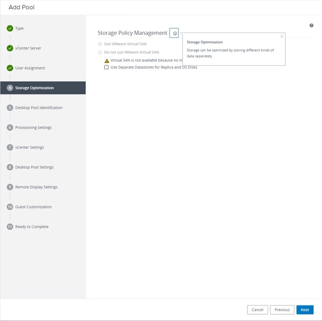 Horizon VmWare - Gestion des politiques de stockage