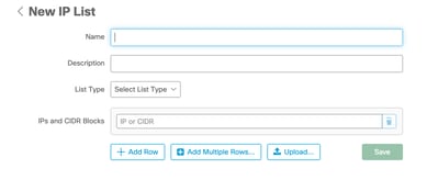 Configuración de lista IP