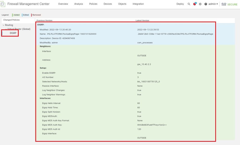 Open Report to Confirm Whcih EIGRP Comfiguration was Migrated to the MC UI