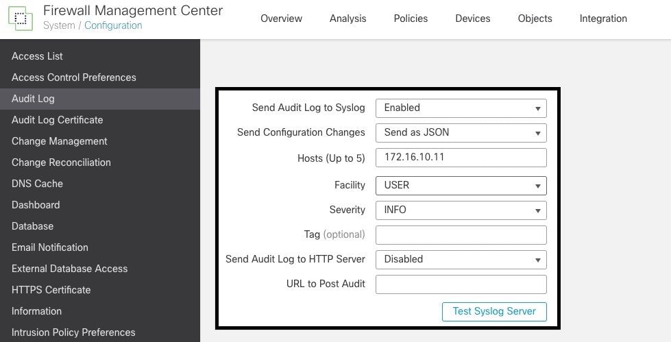 Syslog configuration