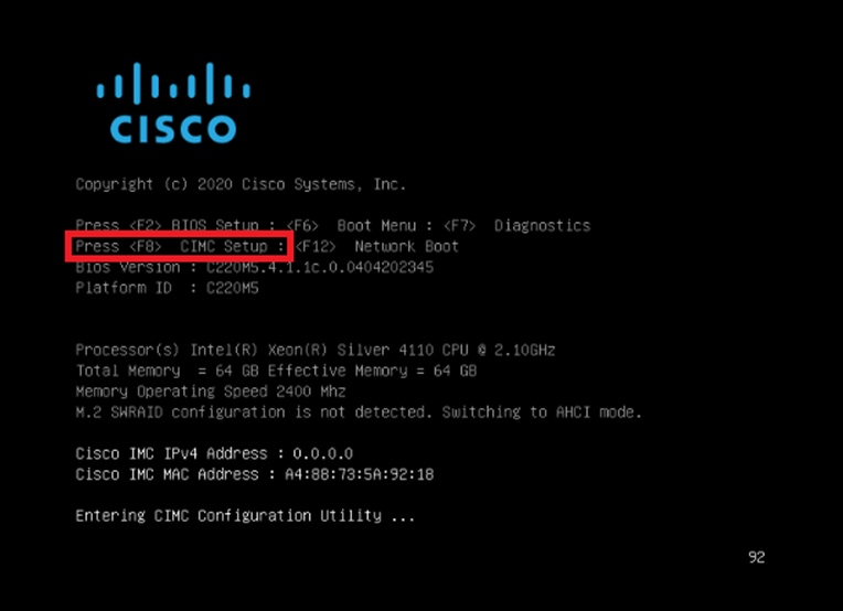 Saisir la configuration CIMC