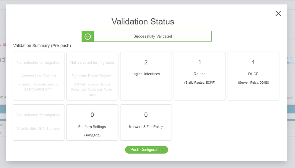 Validatiestatus - Push Configuration.