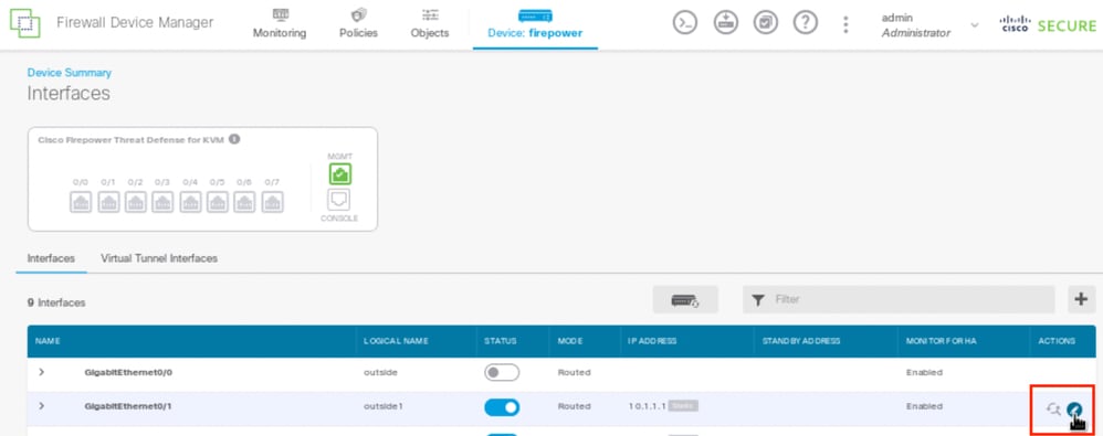 Étape 0 Interface Gi0/1