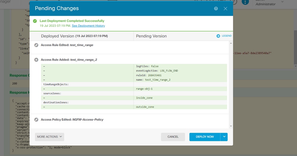 FDM Pending Changes Window Displays the Change of the Object