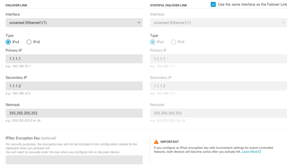 Failover interface example