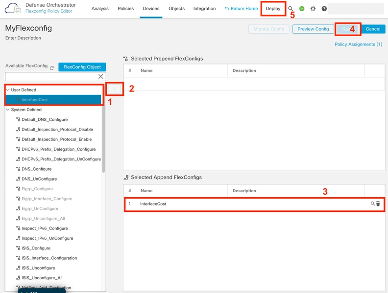 Flexconfig 정책에 객체 할당