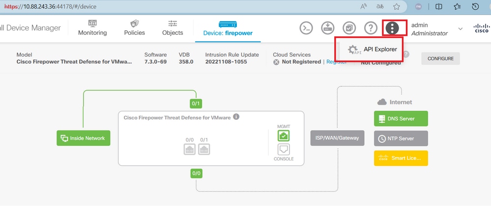 الوصول إلى مستكشف واجهة برمجة التطبيقات (API) ل FDM