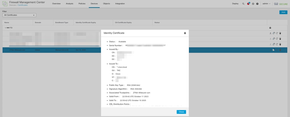 FMC Certificate Import