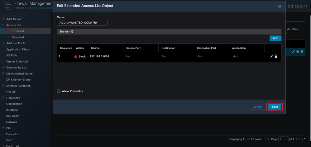 Image 9. Completed Extended ACL entries