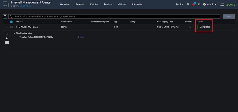 Imagem 23. Implantação do FTD bem-sucedida