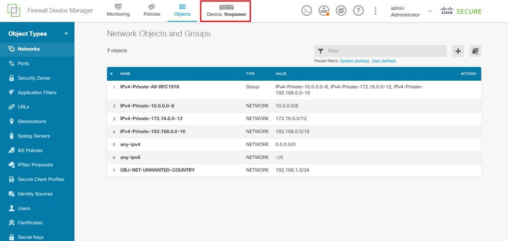 Imagem 28. Página de configurações do dispositivo