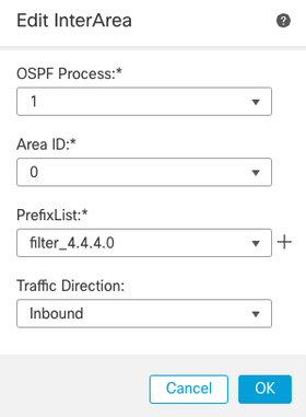 Configuratie van intergebiedfiltering