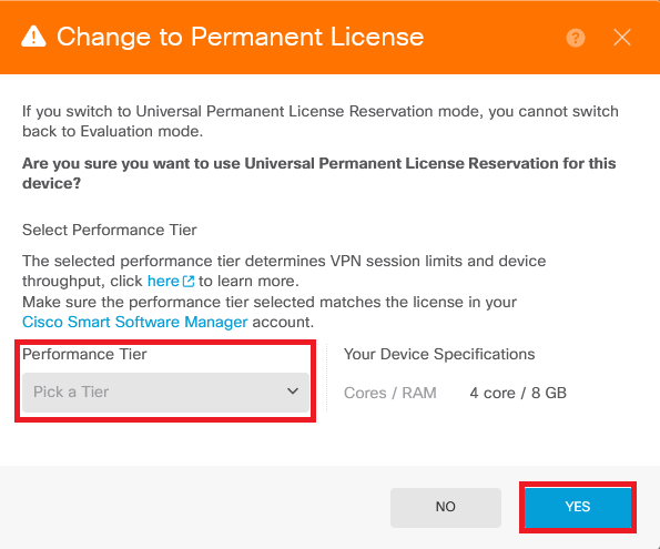 In Preview Pane, Select the Performance Tier and Click Yes