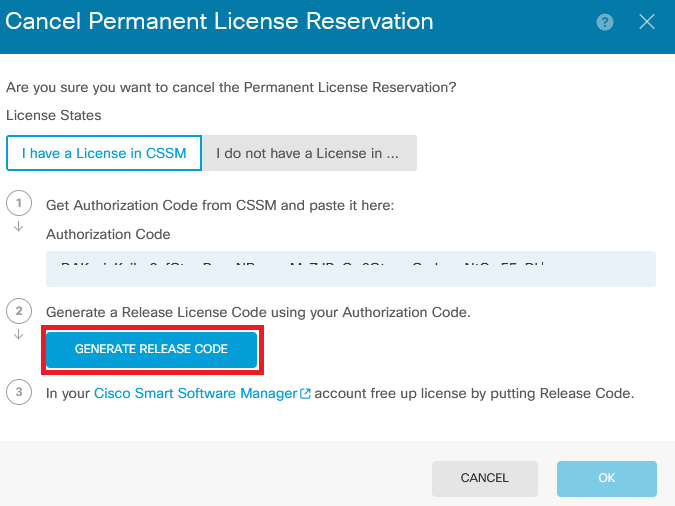 Collez votre code d'autorisation et cliquez sur Generate Release Code