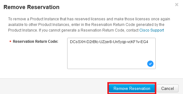 Collez votre code de licence de version et cliquez sur Supprimer les réservations