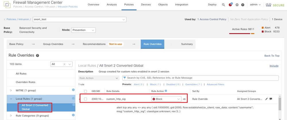 Confirm Imported Custom Rule