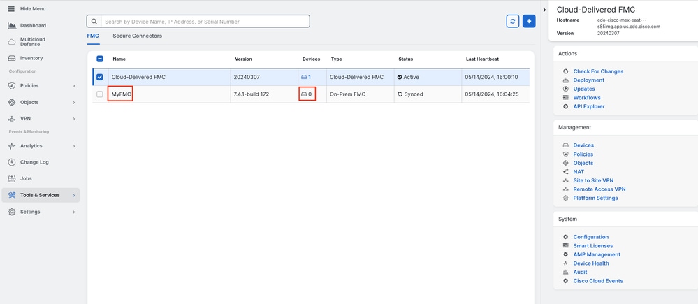 Imagem 17. Lista do Firepower Management Center.