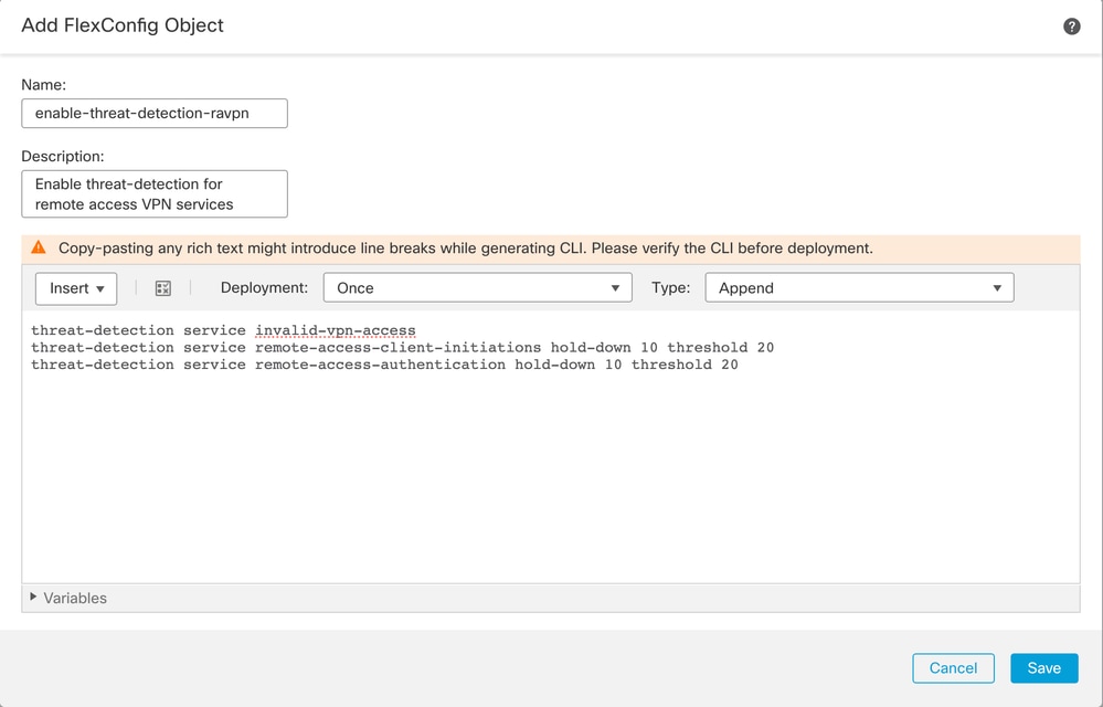 FlexConfig Object Configuration