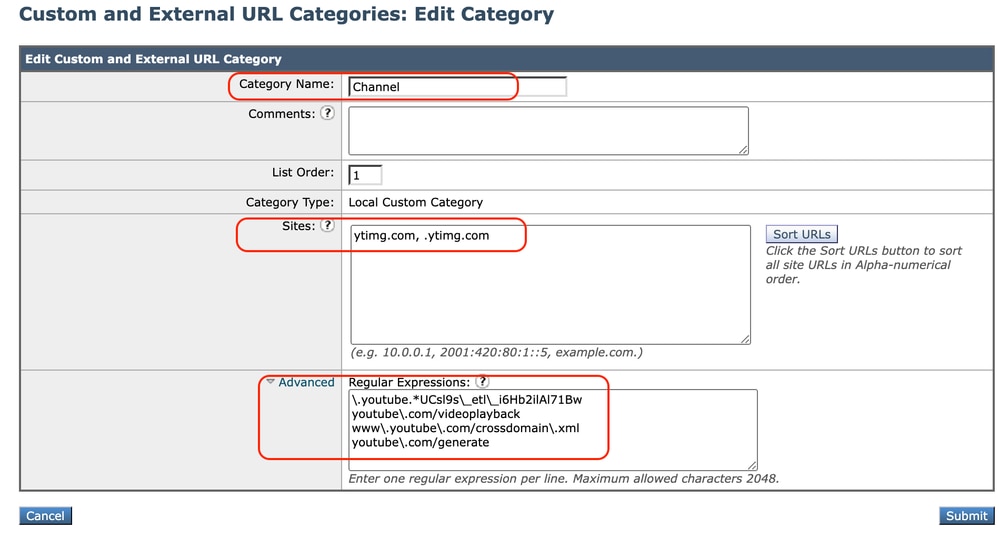 Configurer la catégorie d'URL personnalisée du canal