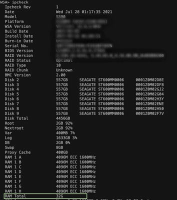 図1：物理WSA ipcheckの出力