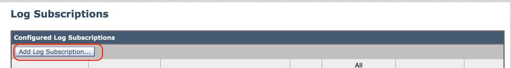 이미지 - Add Log Subscription(로그 서브스크립션 추가)을 선택합니다.