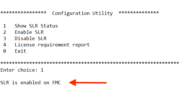 FMC 명령줄에서 SLR 상태 확인