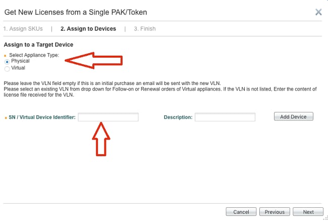 Add the SN/Virtual Device Identifier